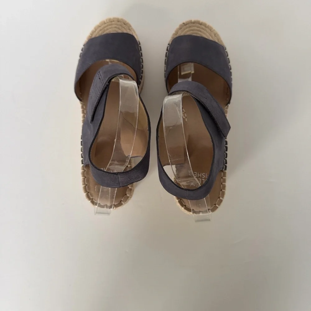 Eileen Fisher Weslia Twilight Blue Suede Leather Espadrille Wedge Sandal Size 9